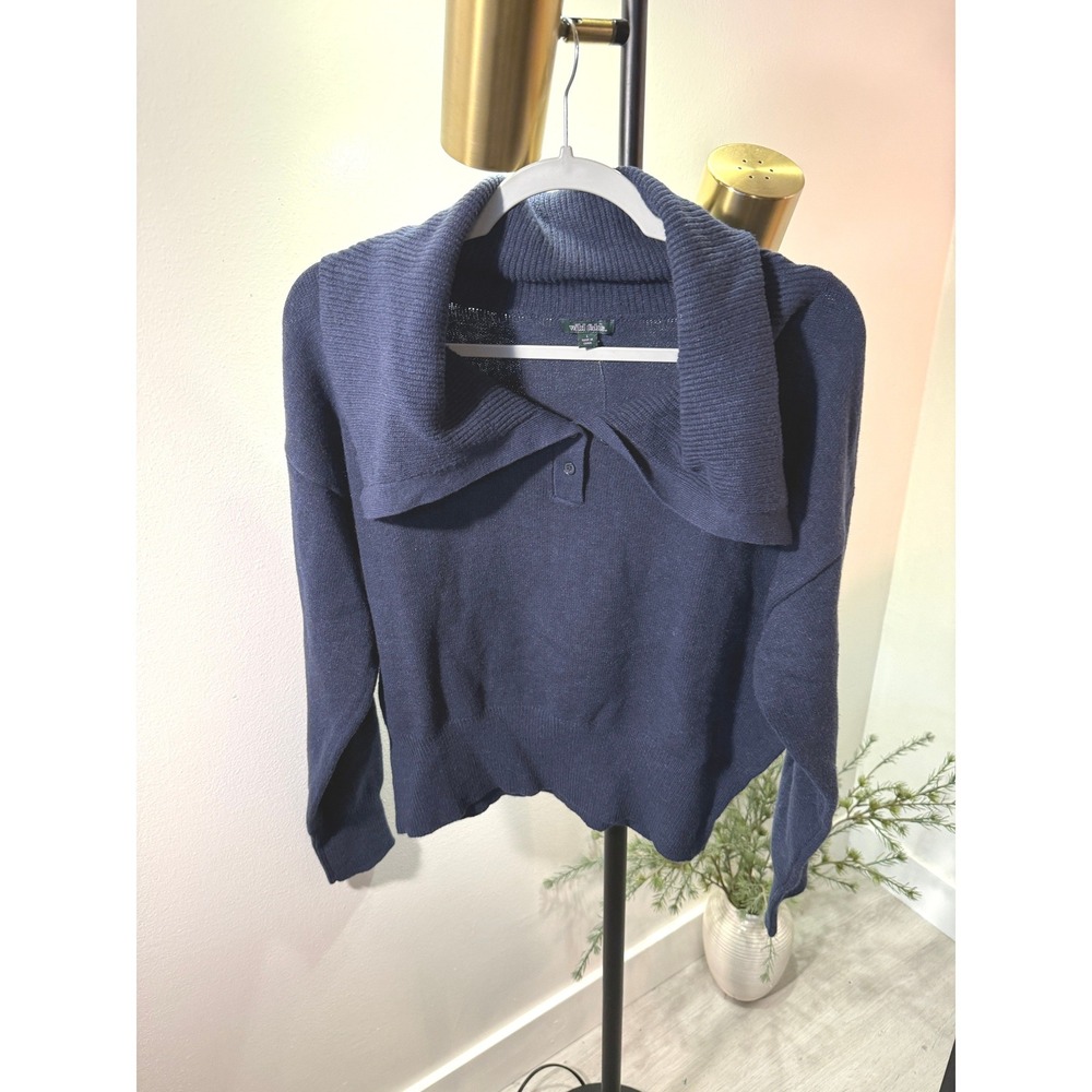 Wild Fable sweater cowl funnel neck NWT blue extra soft luxe classic pullover lg